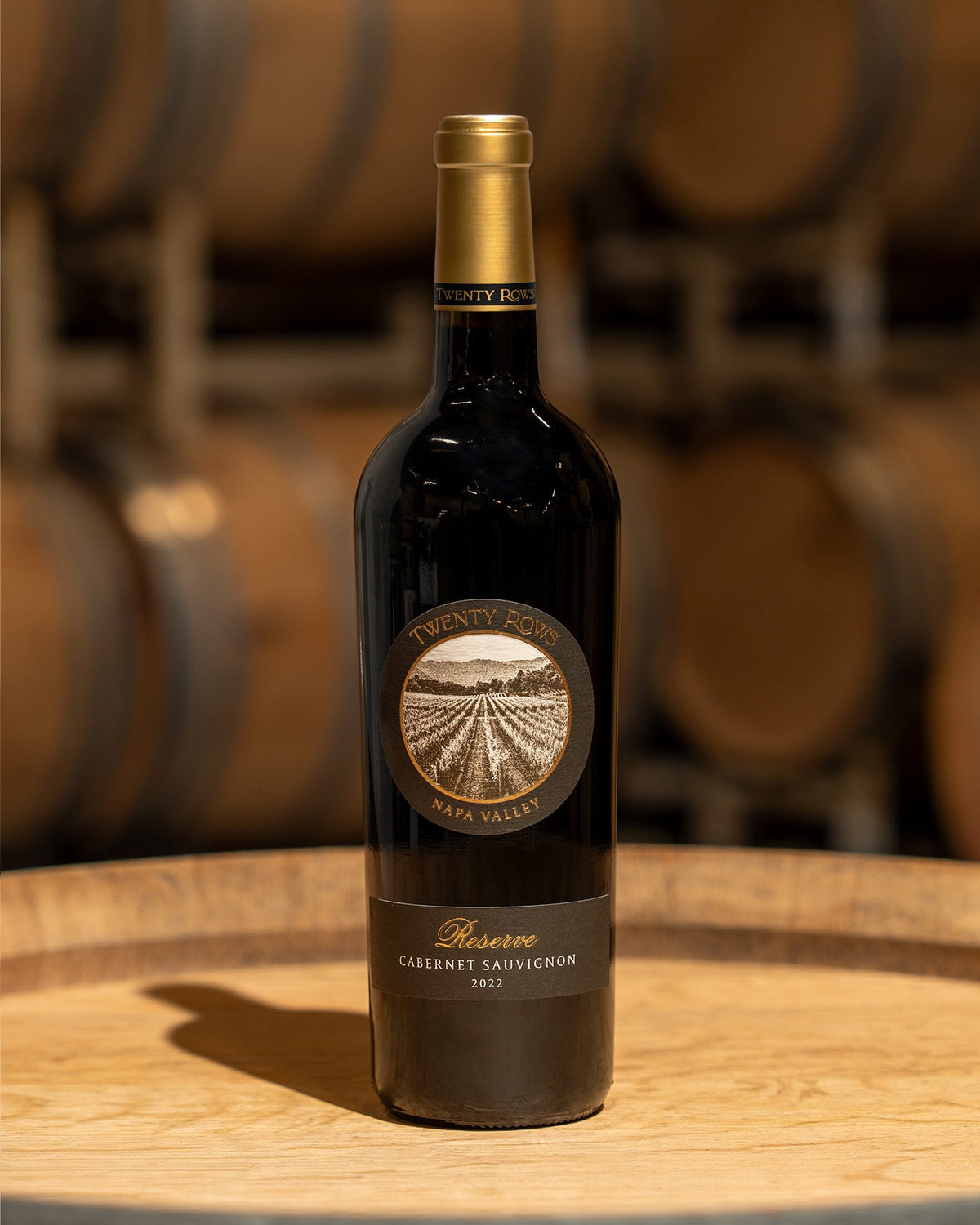 Twenty Rows Reserve Cabernet Sauvignon in the barrel room