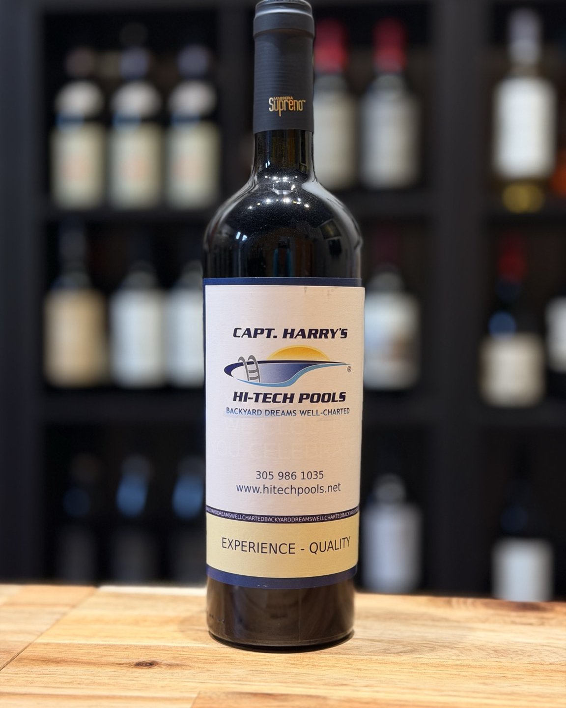 A custom Wine41 bottle label made for a local business
