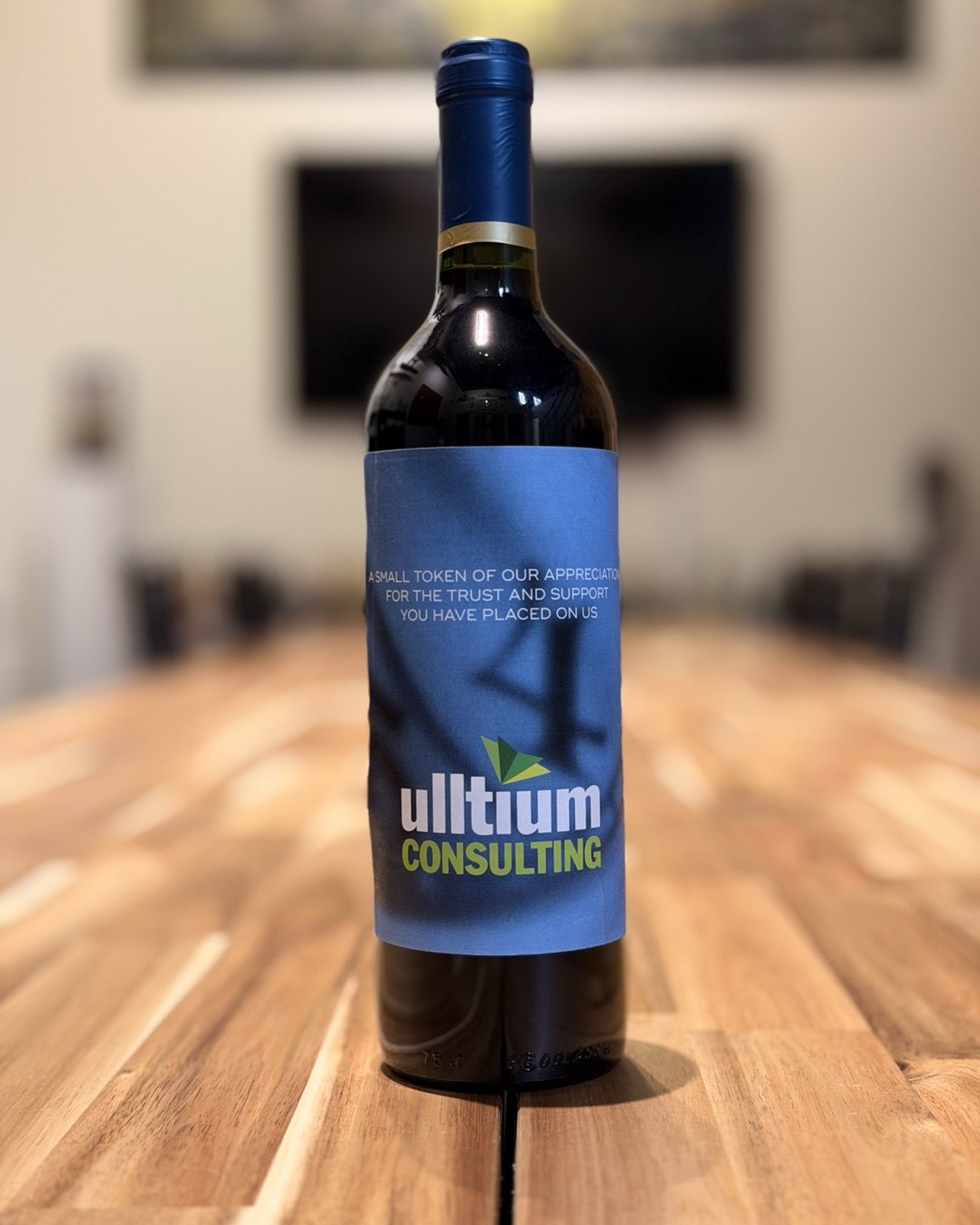 A custom Wine41 bottle label made for a local business