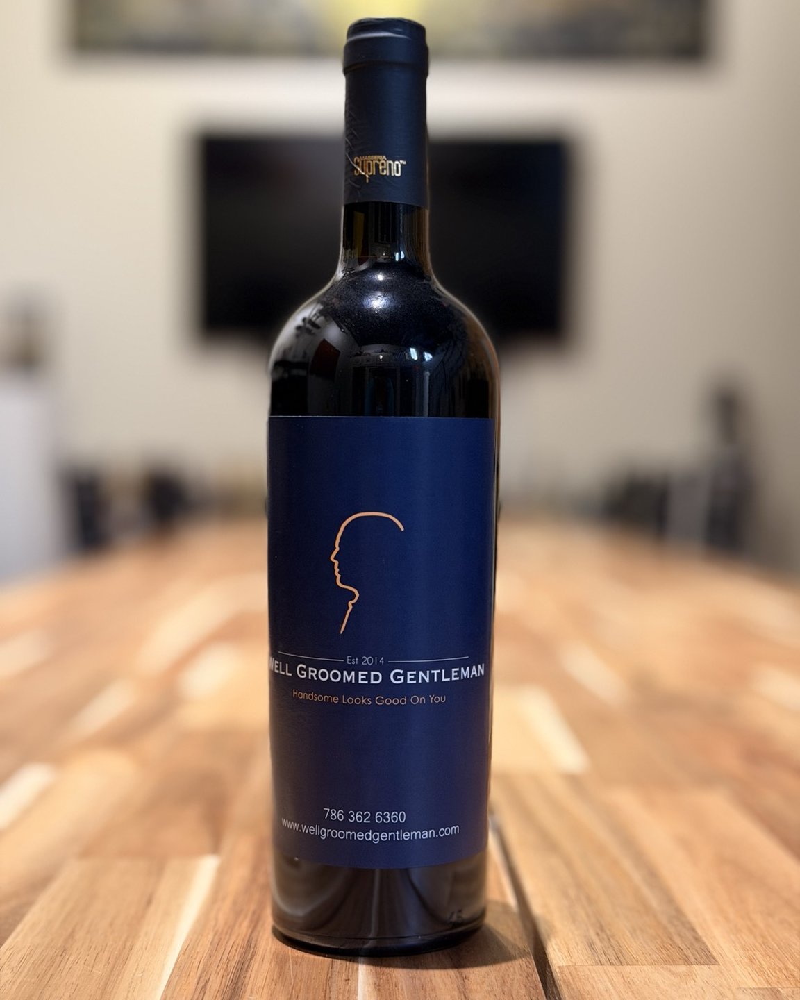 A custom Wine41 bottle label made for a local business